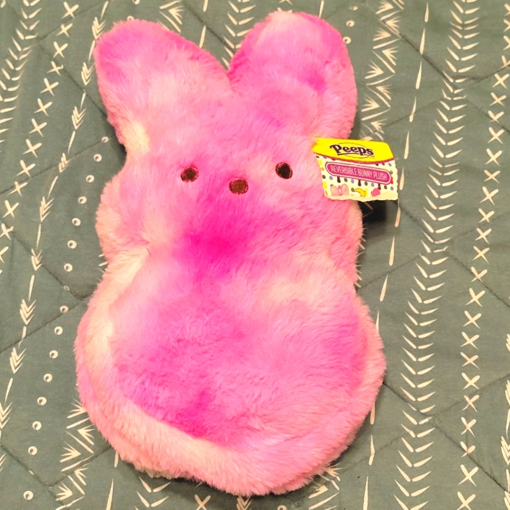 NEW Reversible PEEPS Bunny - Pink Tie Dye/Solid Pink- 12" Tall - EASTER!